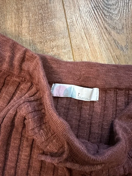 FP BEACH Free People Ribbed Knit Midi Skirt in Chestnut Brown Rust festival S - Picture 2 of 7